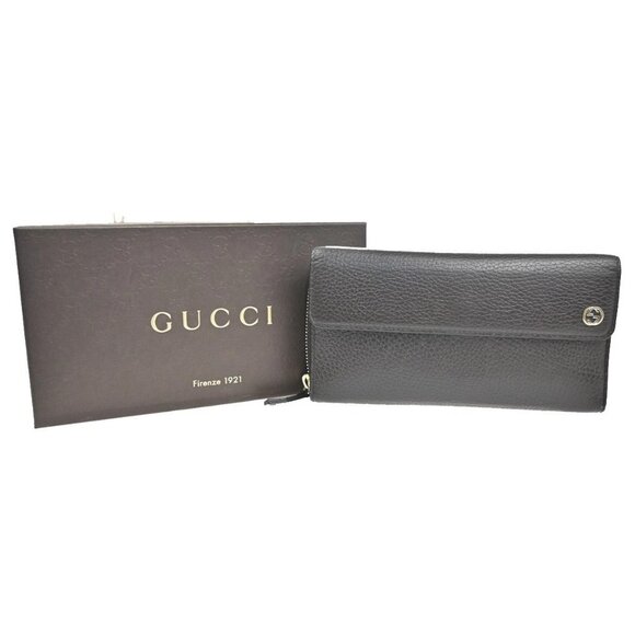 Gucci Handbags - GUCCI Logo Interlocking G Zipper Around Long Wallet Leather Brown GHW 62MA318
